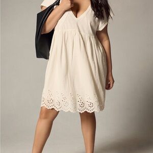 Anthropologie Elegant Cream Eyelet Dress